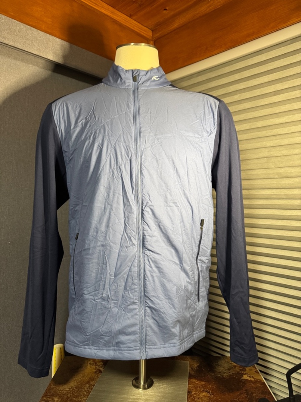 KJUS. Men's Lightweight Two-Tone Zip Jacket in Light Blue and Navy